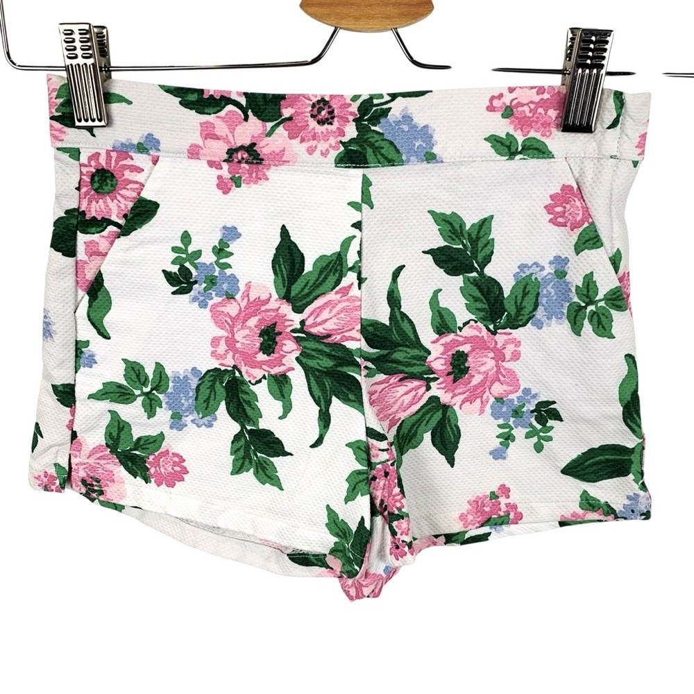 Janie and Jack Girl's 7 Floral Pique Short White Floral Pure Cotton Adjustable